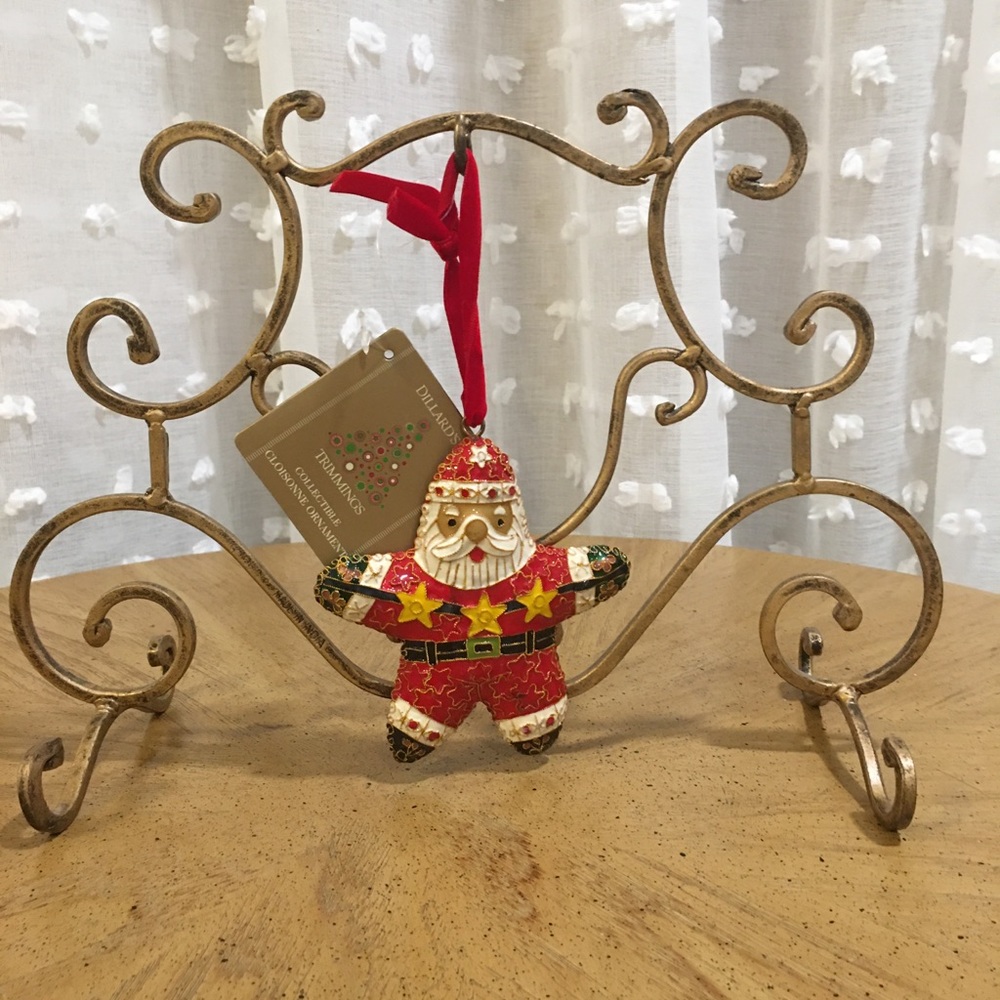 🆕Collectible Cloisonne Santa Ornament